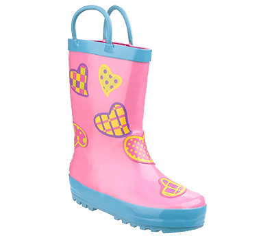 Image of Cotswold Kids Puddle Waterproof Pull On Boot - Hearts - UK 7