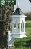 White Gothic Bird Table with Side Bracket - WGBT