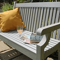 Small Image of Winawood Sandwick 2 Seater Wood Effect Garden Bench in Stone Grey