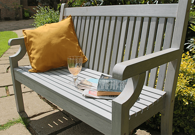 Image of Winawood Sandwick 2 Seater Wood Effect Garden Bench in Stone Grey