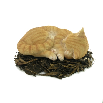 Sleeping Ginger Cat - Resin Garden Ornament - Spin Image