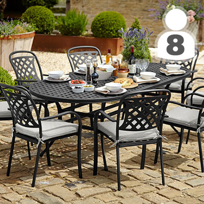 8 Seater Cast Iron Garden Furniture, Metal Patio Table And Chairs Uk
