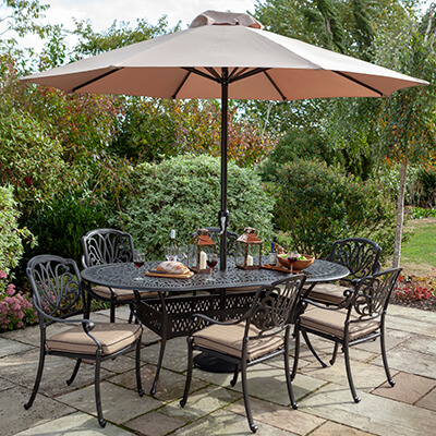 Cast Aluminium Garden Furniture, Small Round Metal Garden Table And Chairs