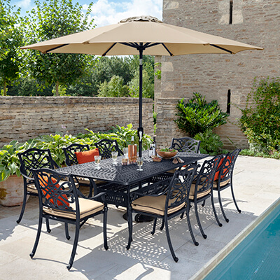 Cast Aluminium Garden Furniture, Metal Garden Dining Table And Chairs