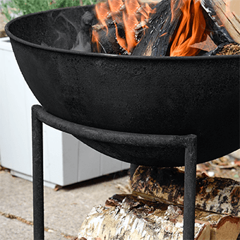 Image of Cast Iron Firebowl on Stand in Black Iron