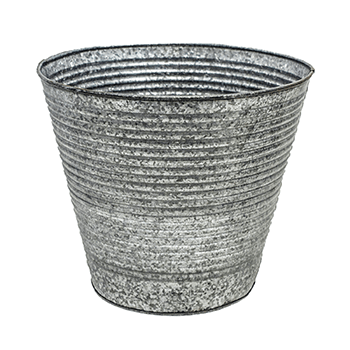 Image of Ribbed Galvanised Planter Large