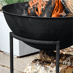 Small Image of Cast Iron Firebowl on Stand in Black Iron