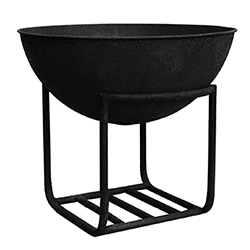 Extra image of Cast Iron Firebowl on Stand in Black Iron