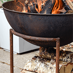 Extra image of Cast Iron Firebowl on Stand in Rust Iron