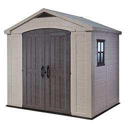 Small Image of Keter Factor Outdoor Apex Garden Storage Shed 8 x 6 feet - Beige