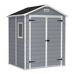 Small Image of Keter Manor Outdoor Apex Garden Storage Shed, 6 x 5 feet - Grey