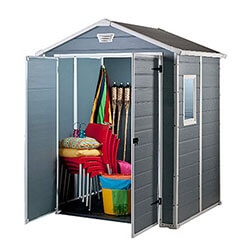 Extra image of Keter Manor Outdoor Apex Garden Storage Shed, 6 x 5 feet - Grey