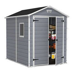 Extra image of Keter Manor Outdoor Apex Garden Storage Shed, 6 x 8 feet - Grey