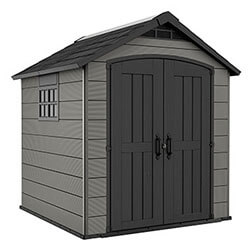 Small Image of Keter Premier 757 Outdoor Apex Garden Storage Shed 7.5 x 7 feet - Grey