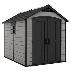 Small Image of Keter Premier 759 Outdoor Apex Garden Storage Shed 7.5 x 9 feet- Grey