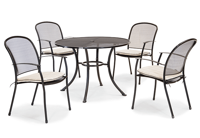 Image of Kettler Caredo 4 Seater Round Dining Set in Stone Check - NO PARASOL