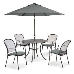 Extra image of Kettler Caredo 4 Seater Round Dining Set with Parasol in Slate
