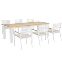 Extra image of Kettler Elba Dining Table with 6 Chairs in White / Teak