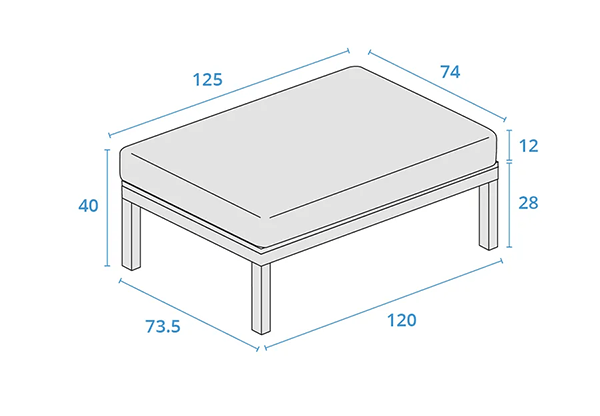 Elba Double Footstool dimensions image