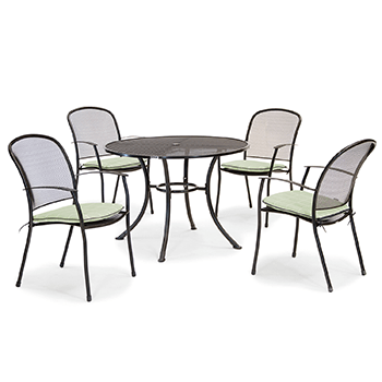 Image of EX DISPLAY/ COLLECTION ONLY Kettler Caredo 4 Seater Round Dining Set in Sage - NO PARASOL