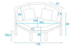 Kettler Elba Grand Centre Modular Sofa- dimensions image