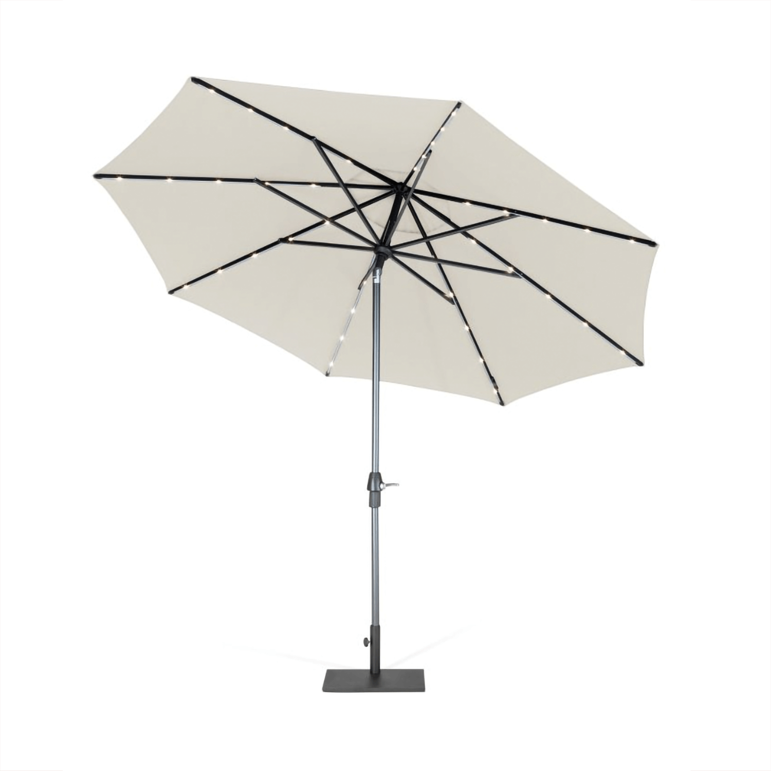 Small Image of Kettler 3.0m Wind up Parasol with Tilt, Natural Canopy and LED Lights