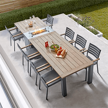 Image of Kettler Elba 8 Seat Dining Set with Fire Pit Station