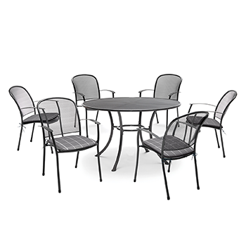 Image of Kettler Caredo 6 Seater Round Dining Set in Slate - NO PARASOL