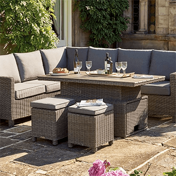 Image of Kettler Palma Right Hand Corner Sofa Set with S-Q Table in Rattan