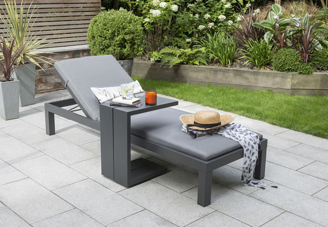 Image of Kettler Elba Lounger and Side Table in Grey with Signature Cushion