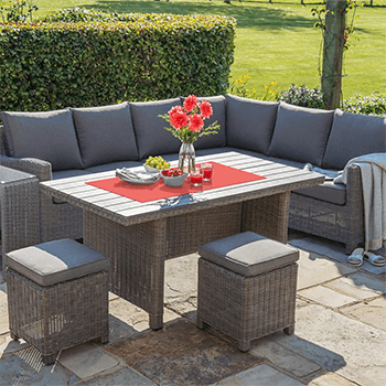 Image of Kettler Palma Left Hand Corner Sofa in Rattan with Dining Table