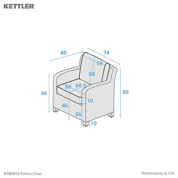 Palma Armchair dimensions image