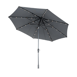 Small Image of Kettler 3.0m Wind up Parasol with Tilt and LEDs, Grey Frame and Taupe Canopy