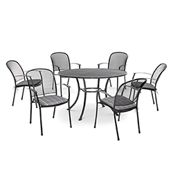 Small Image of Kettler Caredo 6 Seater Round Dining Set in Slate - NO PARASOL