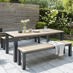 Small Image of Kettler Elba Dining Table and Benches Set
