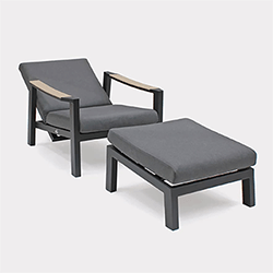 Extra image of Kettler Elba Relaxer with Footstool in Anthracite/Teak
