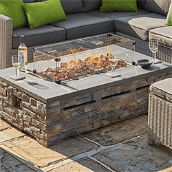 Small Image of Kettler Kalos Stone Fire Pit Coffee Table