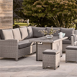 Extra image of Kettler Palma Left Hand Corner Sofa Set with Fire Pit Table -Whitewash