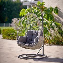 Small Image of Kettler Palma Single Cocoon Hanging Egg Chair in Whitewash