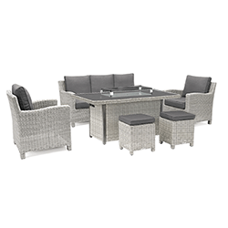 Small Image of Kettler Palma Sofa Set with 2021 Firepit Table - Whitewash