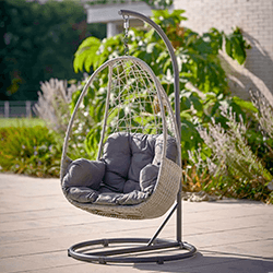 Image of Kettler Palma Single Cocoon Hanging Egg Chair in Whitewash