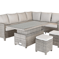 Small Image of Kettler Palma Signature Left Hand Corner Sofa with Adjustable Glass Table - Oyster/Stone