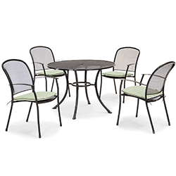 Extra image of Kettler Caredo 4 Seater Round Dining Set with Parasol in Sage Check