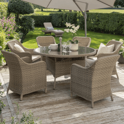 Small Image of Kettler Charlbury 6 Seat Dining Set with Signature Cushions
