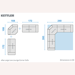 Extra image of Kettler Elba Large Low Lounge Corner Sofa with Teak Coffee Table