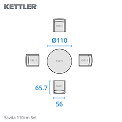 Extra image of Kettler Savita 4 Seat Dining Set - Slate NO PARASOL