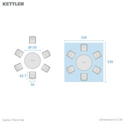 Extra image of Kettler Savita 6 Seat Dining Set - Stone NO PARASOL