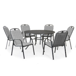 Small Image of Kettler Siena 6 Seat Dining Set - Slate NO PARASOL