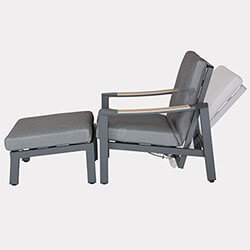 Extra image of Kettler Elba Relaxer with Footstool in Anthracite/Teak