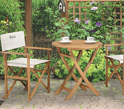 Image of Kettler RHS Chelsea Bistro Set with Director Chairs in Eucalyptus Wood